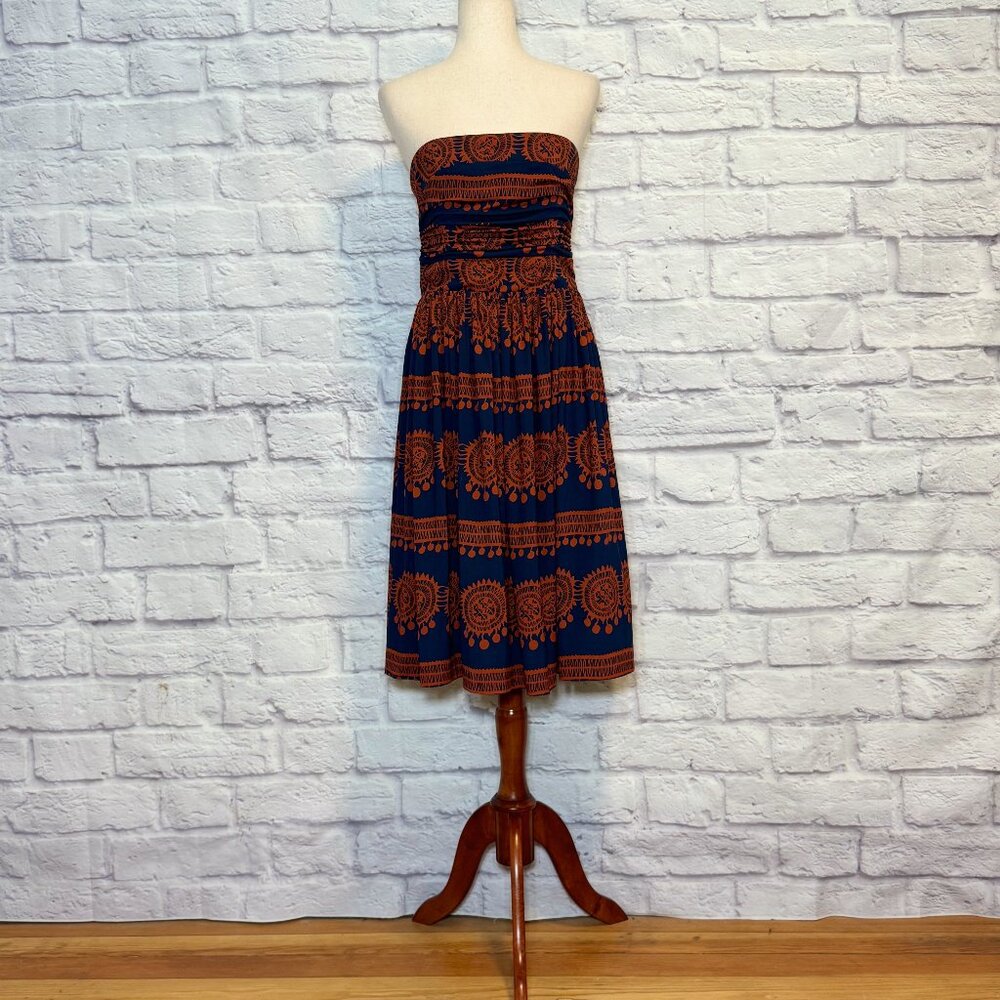 Anthropologie Girls of Savoy Oxidized Medallions Strapless Dress